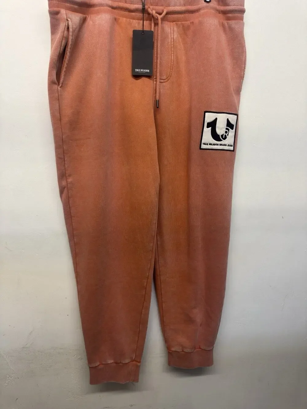 True Religion Jogger Pants Mens 2XL Orange Autumn Maple Registered Logo Patch